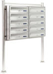 Rozsdamentes Acél Postaláda Állvány - 10 Rekeszes
