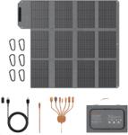  Napelemes töltő, hordozható kivitel, több töltőport, 120 W-os napelem