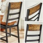 VASAGLE Párnázott étkezőszékek, 2 db konyhaszék szett, rusztikus barna és fekete (LDC095B01) - pepita