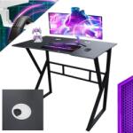 Ecarla Gamer asztal, fém váz, sima asztallap kábelkivezető nyílásokkal, fekete színű, 100x60 cm, eCarla, STL20CZ