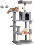 Macska kaparófa, többszintes macskatorony, világosszürke 55x45x143cm