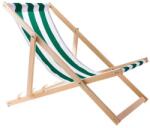  2 db bükkfa napozóágy szett, zöld csíkos vászon, 3 fokozatban állítható