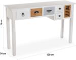  Vintage Fa Konzolasztal - 6 Fiókos - Fehér - 120cm