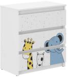  Ifjúsági 3 fiókos Komód - Állatok - fehér