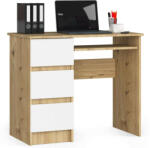 AKORD Bal Szembeírási Asztal CLP Rendszerben, Fehér/kézműves tölgy, 90x77x50cm, 3 Fiók, Laminált Lemez, ABS Élzárás, Kihúzható Billentyűzettartóval (IP0PBIUARTBIA009)