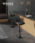 VASAGLE Elegance Állítható Magasságú Bárszék Szett Fekete PU Bőr Háttámlával - pepita - 50 818 Ft