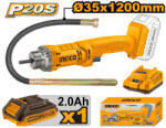 INGCO Akkus betontömörítő tűvibrátor 1, 2 m 20 V (1 x 2, 0 Ah akku + töltő)
