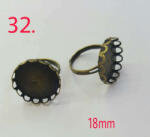 Nono Fém gyűrű alap csipkés kör 18mm (32. )