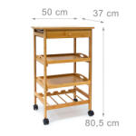  JAMES L Bambusz Konyhai Zsúrkocsi - 80, 5x50x37 cm