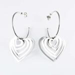  VEF313 - Háromszoros Szív Ezüst Fülbevaló - 35 mm