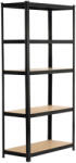  2x Fém Polcrendszer - 5 Polcos - 80x40x180 cm - Fekete (2xREGMET8040180CZA)