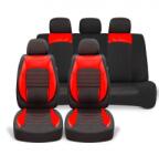  Univerzális autósüléshuzat-garnitúra, piros ecobőr fekete szövettel, elöl-hátul