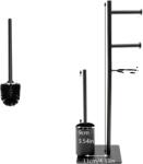  Bambusz WC-kefe Tartó Tárolópolccal - Fekete, Helytakarékos