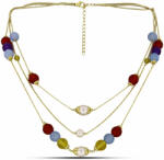  Arannyal Bevont Ezüst Nyaklánc Bíbor Jádéval és Ural Citrinnel, Y59674