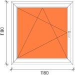  120x120 Bukó-nyíló műanyag ablak 3 rétegű üveggel