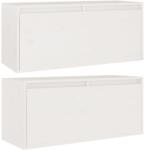  2 db fehér tömör fenyőfa faliszekrény 80 x 30 x 35 cm