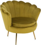 TEMPO KONDELA Fotel Art-deco stílusban, mustár színű Velvet anyag/gold chróm-arany, NOBLIN