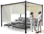  Acél pergola 3×3 m rolós beige oldalfalakkal, vízálló, behúzható tető