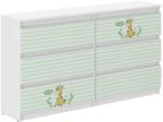  Ifjúsági 6 fiókos Komód 140cm - Zsiráf - fehér-zöld