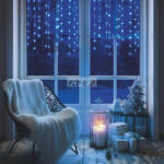 Somogyi Elektronic KAF50DLEDWH DOT LED-es fényfüggöny, 50db hidegfehér DOT LED, 81cm, állófényű, adapteres tápellátás, beltéri kivitel - webmuszaki