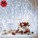 Somogyi Elektronic DLFC 600/WH LED-es cluster fényfüggöny, 2, 7x0, 6 m / 600 db hidegfehér LED, állófényű, fehér vezeték, sorolható, kül- és beltéri kivitel