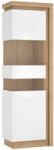 Tempo Vitrines szekrény LYOV03L, tölgy riviera/fehér extra magasfényű, LEONARDO