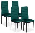  4 db zöld bársony étkezőszék ívelt magas háttámlával, fekete acél lábbal (VELVET4ZIELONY4)