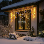 Somogyi Elektronic KKF300D5M LED-es sziporkázó fényfüggöny, 300 db melegfehér DOT LED, átlátszó vezeték, hálózati adapter, kül- és beltéri kivitel