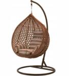  Technorattan Függőfotel - Barna, Csíkos Párnával - 202cm magas (FAT0004)