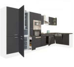 Leziter Yorki 430 sarok konyhablokk fehér korpusz, selyemfényű antracit fronttal alulagyasztós hűtős szekrénnyel (LS430FHAN-AF)