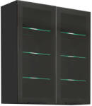 Tempo Felső szekrény, fekete, ARAKA/MENZO/SIBER 80 GS-90 2F - pepita