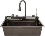  Mosogató szett Gloria Erika, Art Flame, 750*230*450 mm, Rozsdamentes acél, Nagynyomású üvegmosó, Vízesés (MR7545BL+FAUCET)