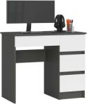 AKORD A-7 CLP Jobbos Íróasztal, Szürke/Bézs - 90x77x50 cm, 4 Fiókos, Mat Felületű, Laminált Felület, Grafit/Bézs, ABS Élzárás, Összeszerelhető, Praktikus & Modern Design (IP0PBIUSZARBIAPRA7)