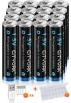 CITYORK újratölthető AAA akkumulátor, 1200 mWh -os kapacitás, mikro -USB töltés, 16dbs