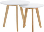  2 dohányzóasztal szett, fém, fehér/bükk, MALTO 2 NEW