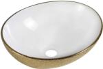 Mexen Elza Ovális Mosdókagyló - 40x33 cm - Fehér/Arany (5907709156470)