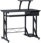 HomCom íróasztal, csúszó fiók, acél / MDF, 90 x 50 x 95 cm, fekete