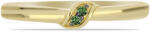  Arannyal Bevont Ezüst Gyűrű - 0.02 Karátos Zöld Gyémánttal