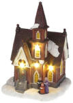 MagicHome MagicHome karácsonyi dekoráció, Templom, 4 melegfehér LED, 3xAA, 12, 5 x 12, 3 x 18 cm