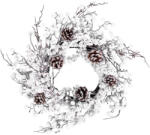 MagicHome MagicHome karácsonyi koszorú, havas gömbökkel és tobozokkal, 50 x 50 x 14 cm