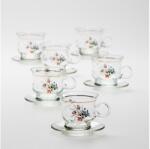 Výrobce po 1 ks Készlet 6x üvegpohár csészealjjal átlátszó csokor no. 3 (KK01562B)