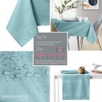 AmeliaHome Asztalterítő Vesta kék dombornyomott modern 110 koło AmeliaHome