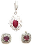  Ezüst Rubin Ékszer Szett - Medál és Fülbevaló