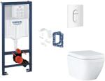 GROHE Rapid SL - Készlet fali beépítéshez, WC, SoftClose ülőke, Arena Cosmopolitan gombok és bedobható tabletta készlet, Triple Vortex, alpesi fehér SANI11BB3149 (SANI11BB3149)
