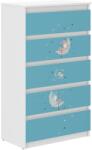  Ifjúsági 5 fiókos Komód - Álomszuszék - fehér-kék