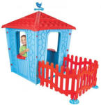 Pilsan Kék/Piros Gyermekház Kerítéssel - Játékház 3 éves kortól