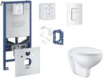 GROHE Rapid SLX - Készlet fali beépítéshez, WC ülőke, SoftClose ülőke, Skate Cosmopolitan gombok és bedobható tabletta készlet, alpesi fehér SANI11BB3133 (SANI11BB3133)