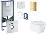 GROHE Rapid SLX - Készlet fali beépítéshez, WC ülőke, SoftClose ülőke, Skate Cosmopolitan gombok és bedobható tabletta készlet, Cool Sunrise SANI11BB4151 (SANI11BB4151)