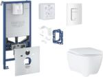 GROHE Rapid SLX - Készlet fali beépítéshez, WC ülőke, SoftClose ülőke, Skate Cosmopolitan gombok és bedobható tabletta készlet, alpesi fehér SANI11BB3142 (SANI11BB3142)