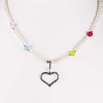  Design Divat Gyöngy Nyaklánc - Ezüst Szív Medál - 42-46 cm